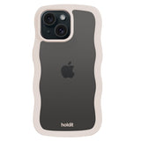 Holdit iPhone 15 / 14 / 13 Wavy Skal - Light Beige / Transparent