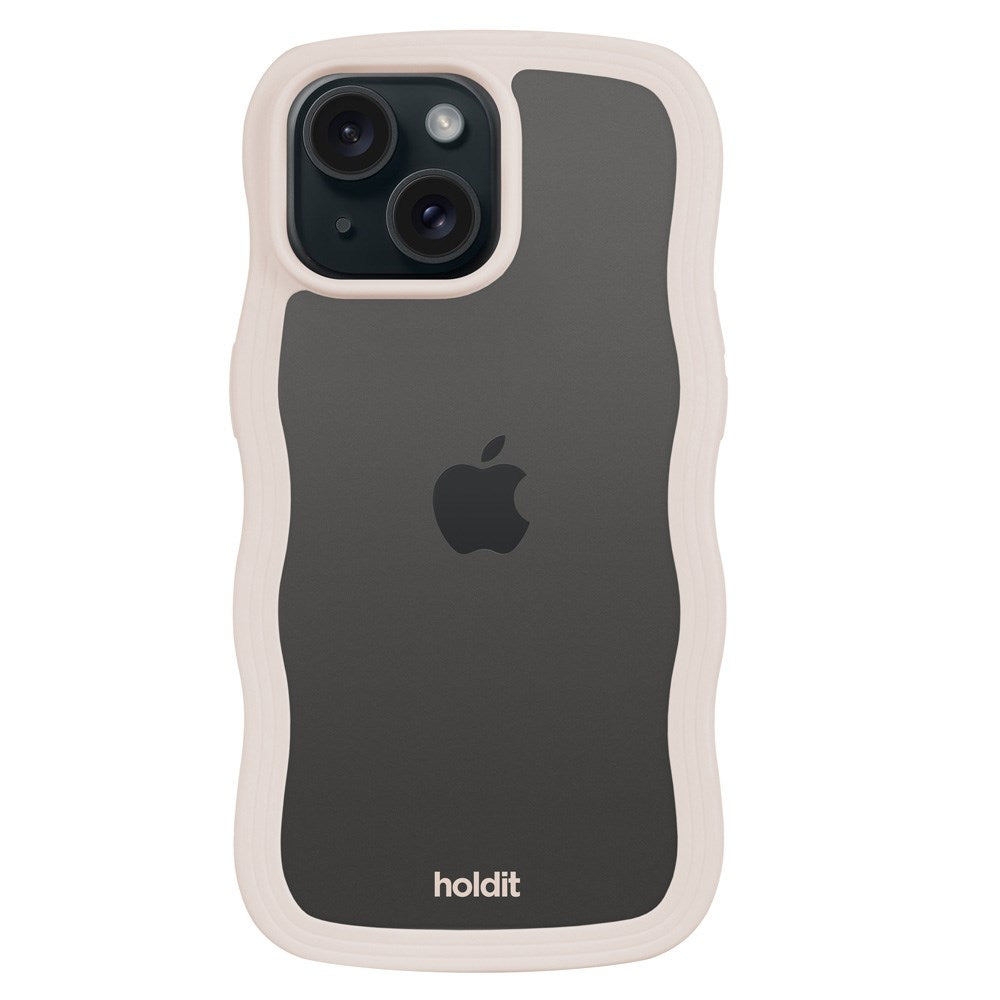 Holdit iPhone 15 Plus / 14 Plus Wavy Skal - Light Beige / Transparent