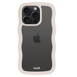 Holdit iPhone 15 Pro Wavy Skal - Light Beige / Transparent