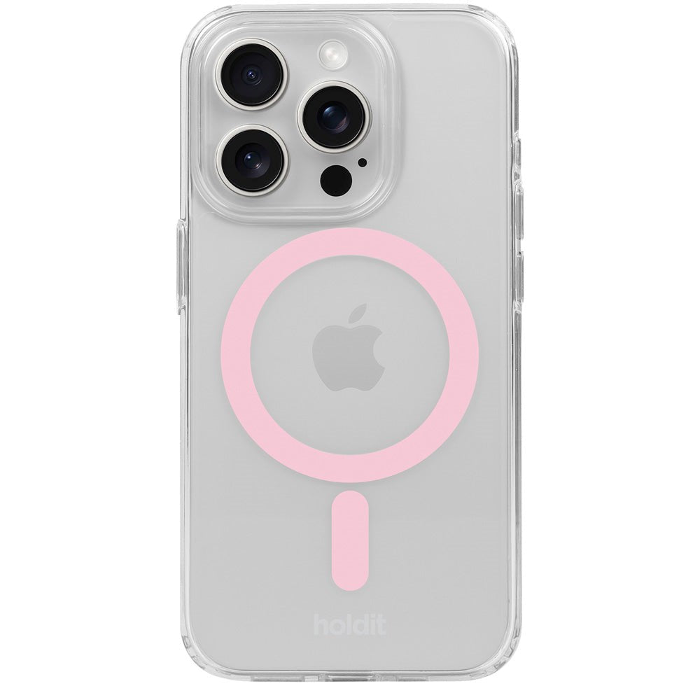 Holdit iPhone 15 Pro MagSafe Skal - Transparent / Pink