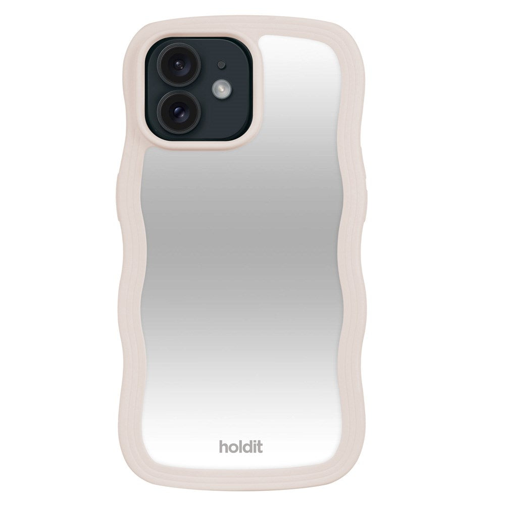 Holdit iPhone 12 / 12 Pro Wavy Skal - Light Beige / Mirror