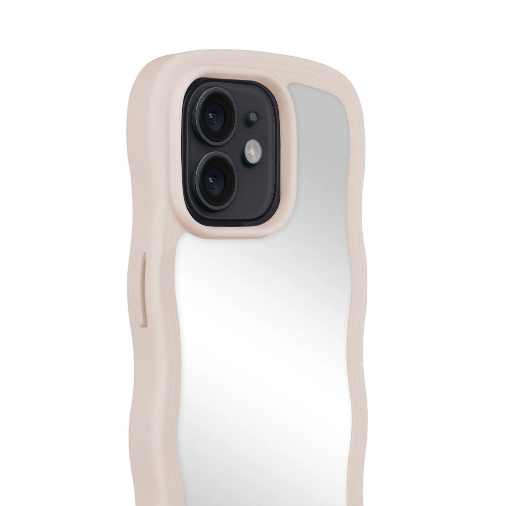 Holdit iPhone 12 / 12 Pro Wavy Skal - Light Beige / Mirror