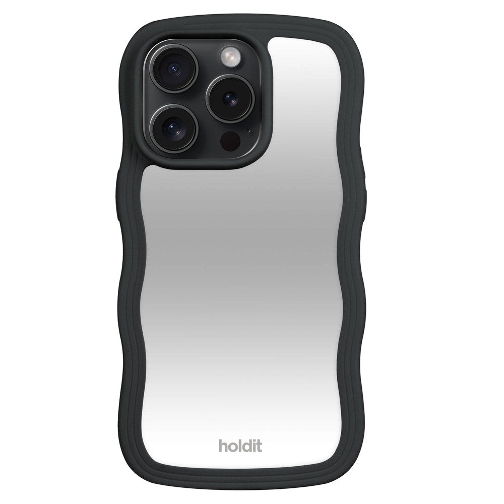 Holdit iPhone 14 Pro Wavy Skal - Black / Mirror