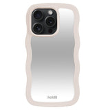 Holdit iPhone 14 Pro Wavy Skal - Light Beige / Mirror