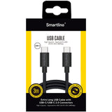 Smartline USB-C till USB-C-Kabel (3A/60W) - 3 m - Svart