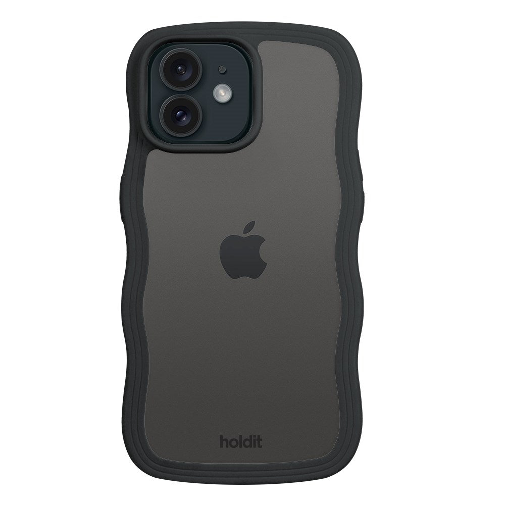 Holdit iPhone 12 / 12 Pro Wavy Skal - Black / Transparent