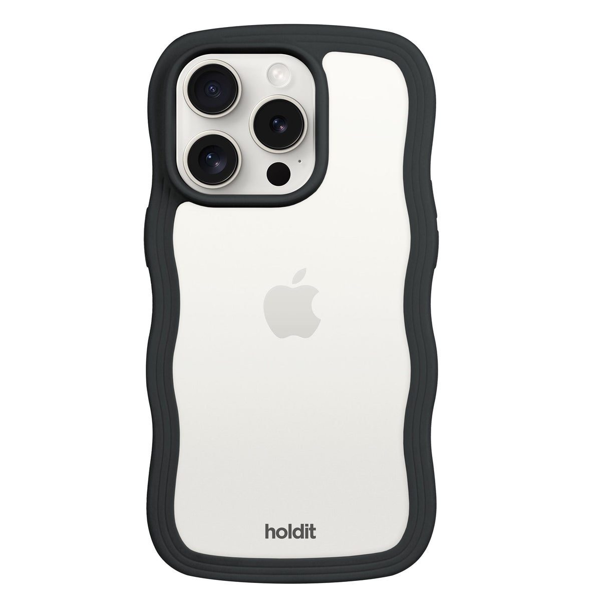 Holdit iPhone 15 Pro Wavy Skal - Black / Transparent