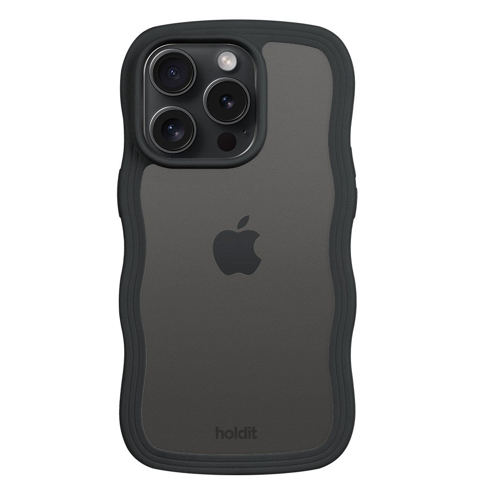 Holdit iPhone 15 Pro Max Wavy Skal - Black / Transparent