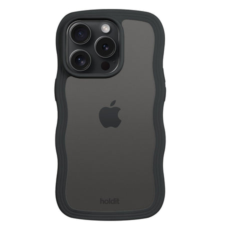 Holdit iPhone 14 Pro Wavy Skal - Black / Transparent