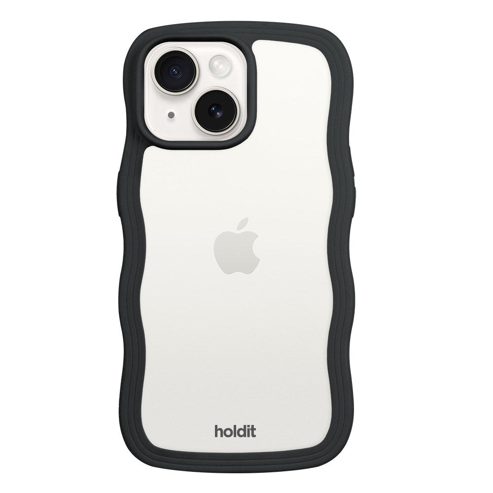 Holdit iPhone 15 / 14 / 13 Wavy Skal - Black / Transparent