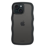 Holdit iPhone 15 / 14 / 13 Wavy Skal - Black / Transparent