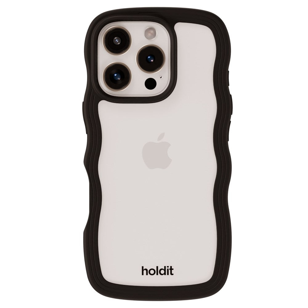 Holdit iPhone 16 Pro Wavy Skal - Pink / Transparent