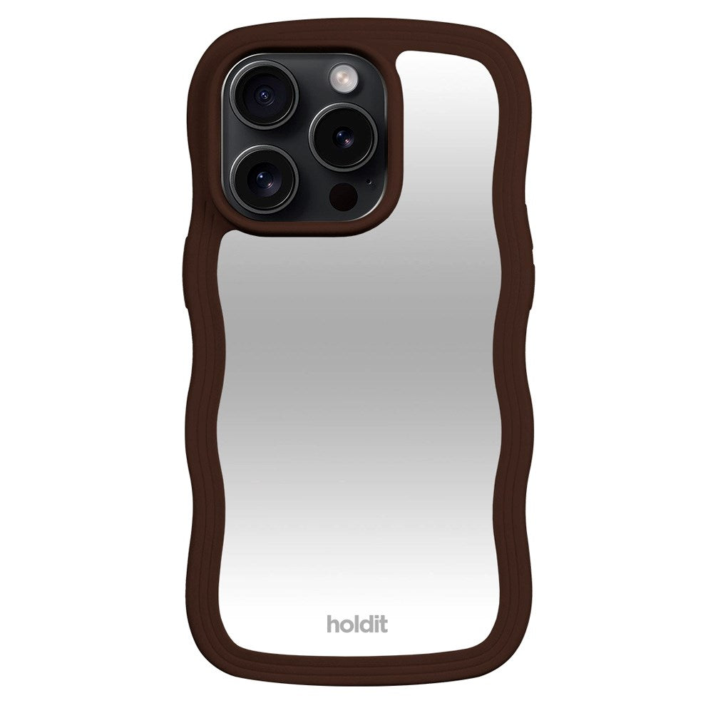 Holdit iPhone 14 Pro Wavy Skal - Chocolate / Mirror