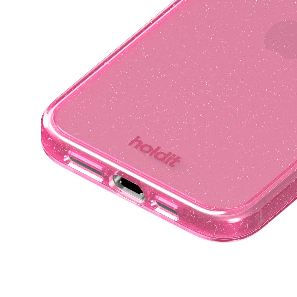 Holdit iPhone 15 Pro Glitter Skal - Rosa