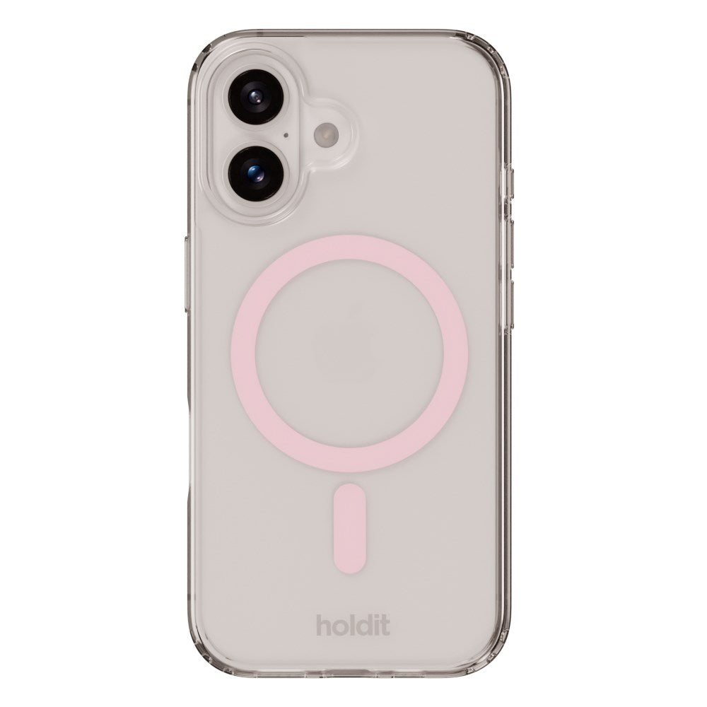 Holdit iPhone 16 MagSafe Skal - Transparent / Pink