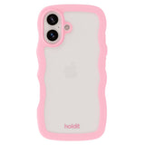 Holdit iPhone 16 Wavy Skal - Pink  / Transparent