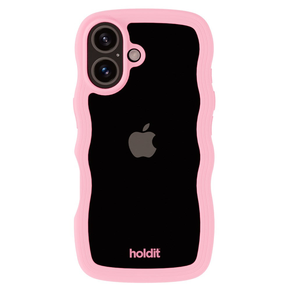 Holdit iPhone 16 Wavy Skal - Pink  / Transparent