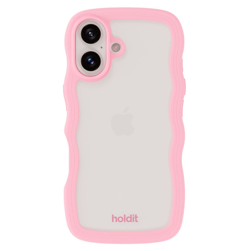 Holdit iPhone 16 Plus Wavy Skal - Plus Pink/Transparent