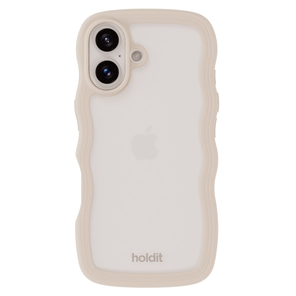 Holdit iPhone 16 Plus Wavy Skal - Beige / Transparent