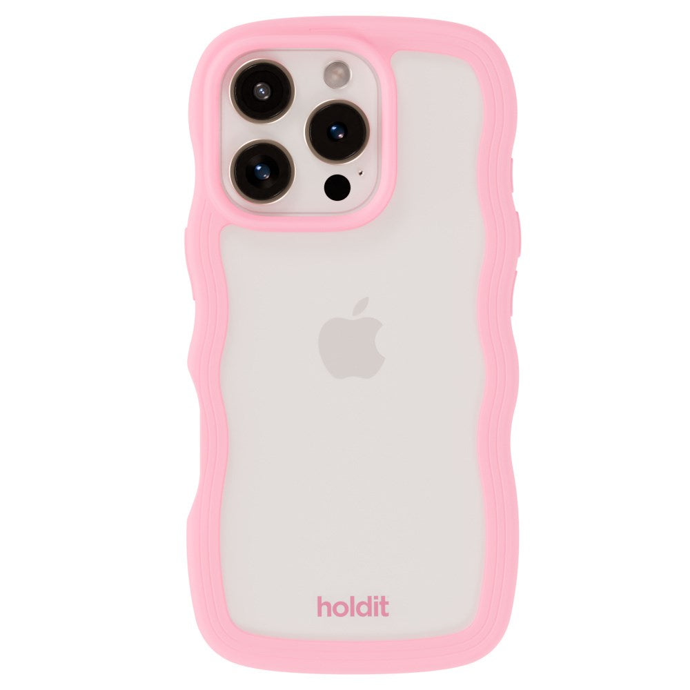 Holdit iPhone 16 Pro Wavy Skal - Pink / Transparent