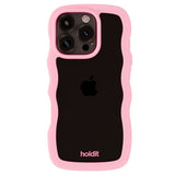 Holdit iPhone 16 Pro Wavy Skal - Pink / Transparent