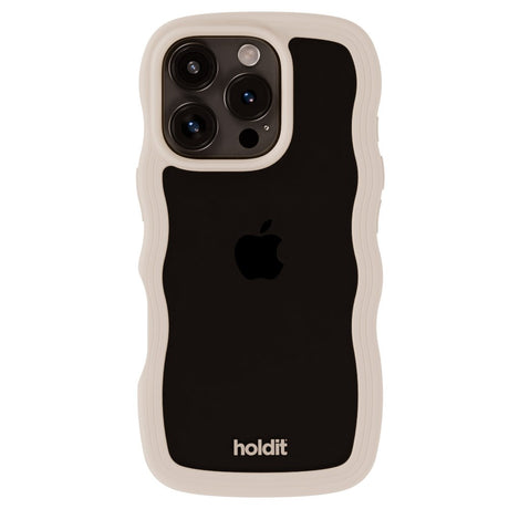 Holdit iPhone 16 Pro Wavy Skal - Light Beige / Transparent