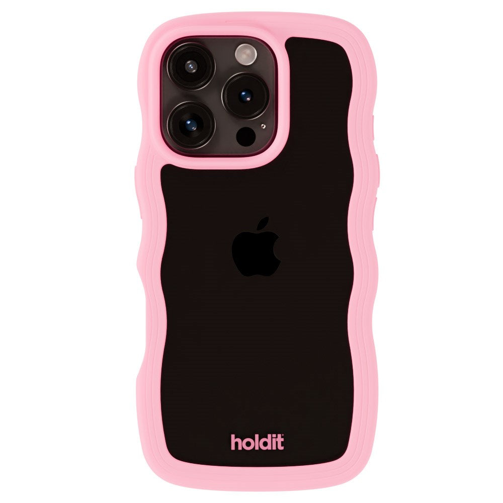 Holdit iPhone 16 Pro Max Wavy Skal - Pink / Transparent