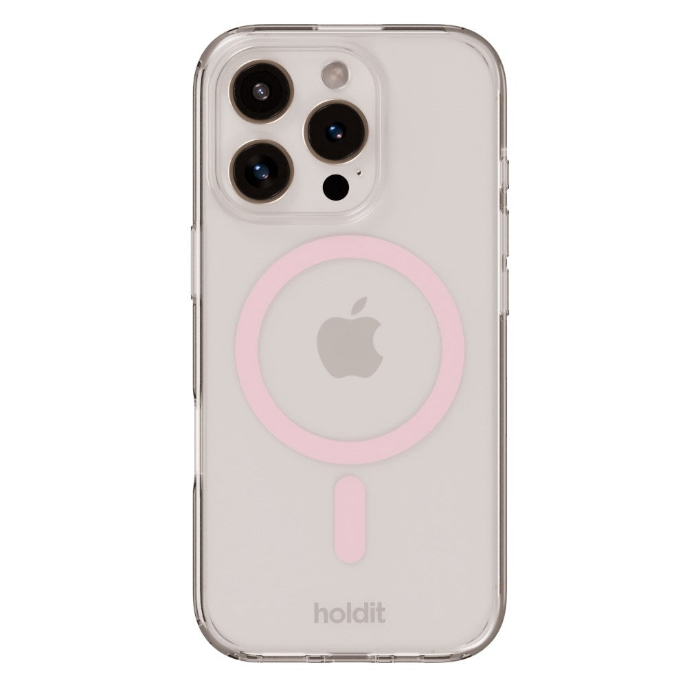 Holdit iPhone 16 Pro MagSafe Skal - Transparent / Pink