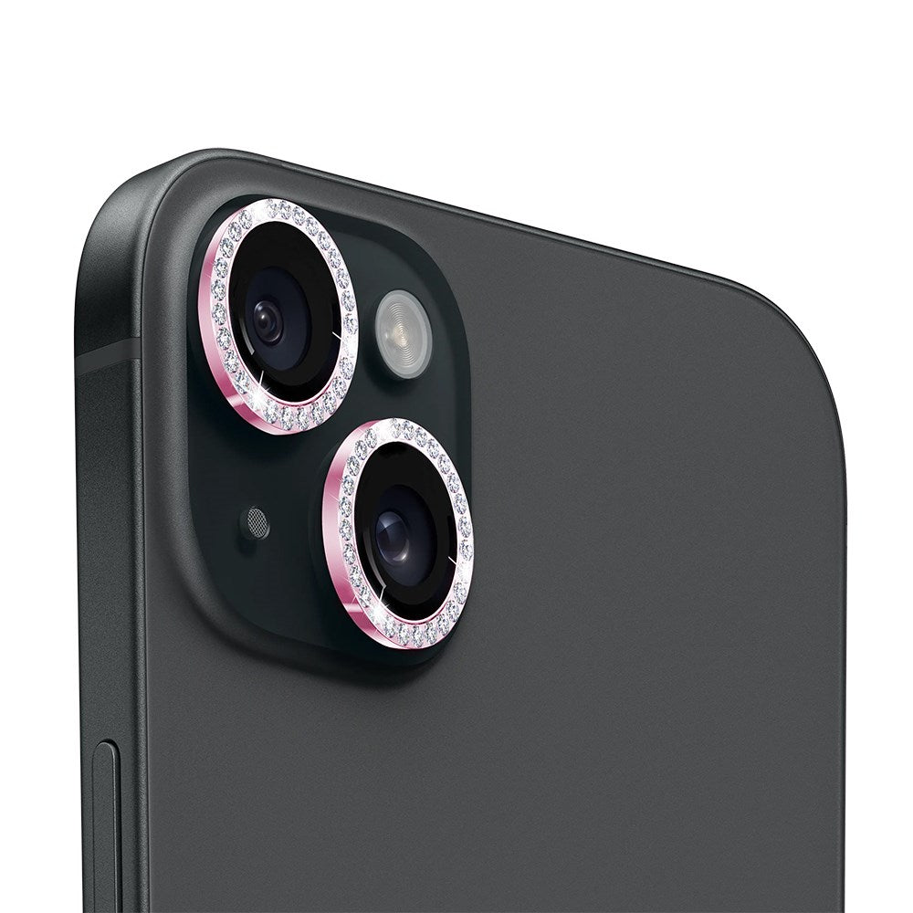 Holdit iPhone 14 / 14 Plus Kameralinsskydd - Glitter / Rosa