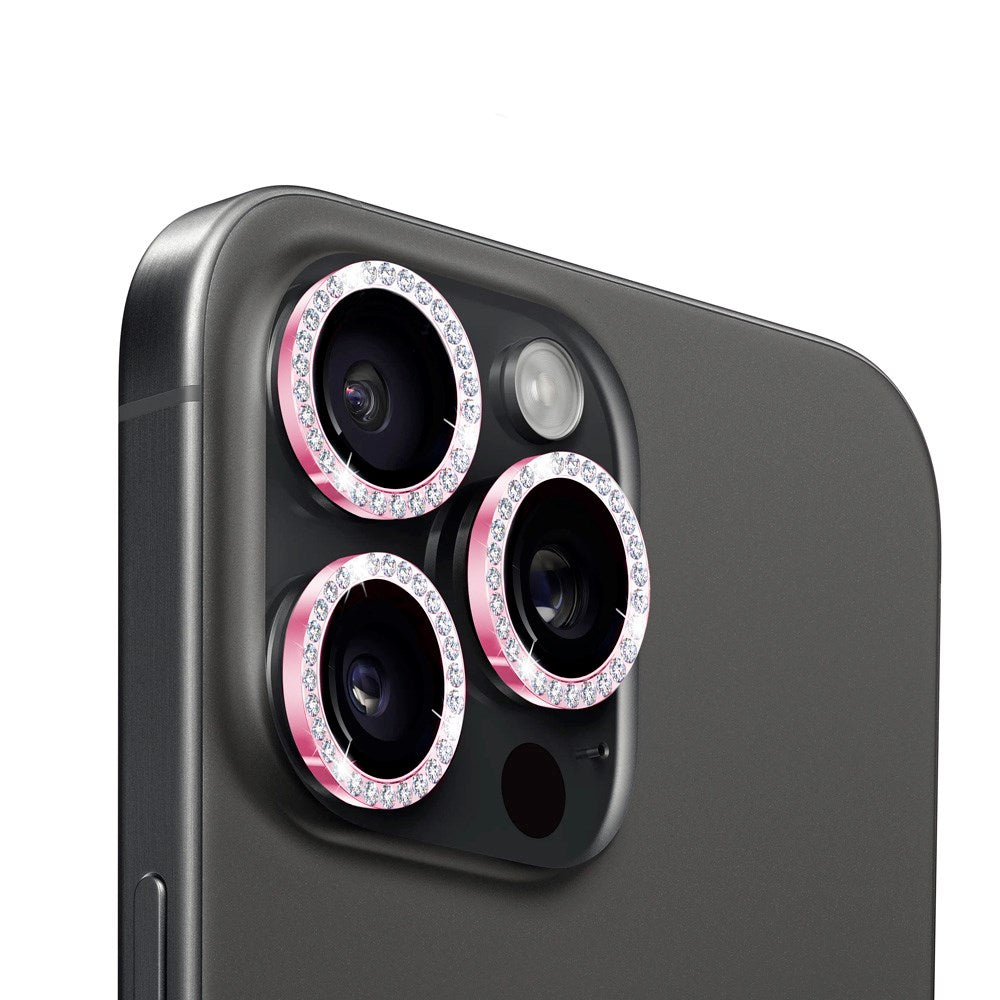 Holdit iPhone 15 Pro / 15 Pro Max Kameralinsskydd - Glitter / Rosa