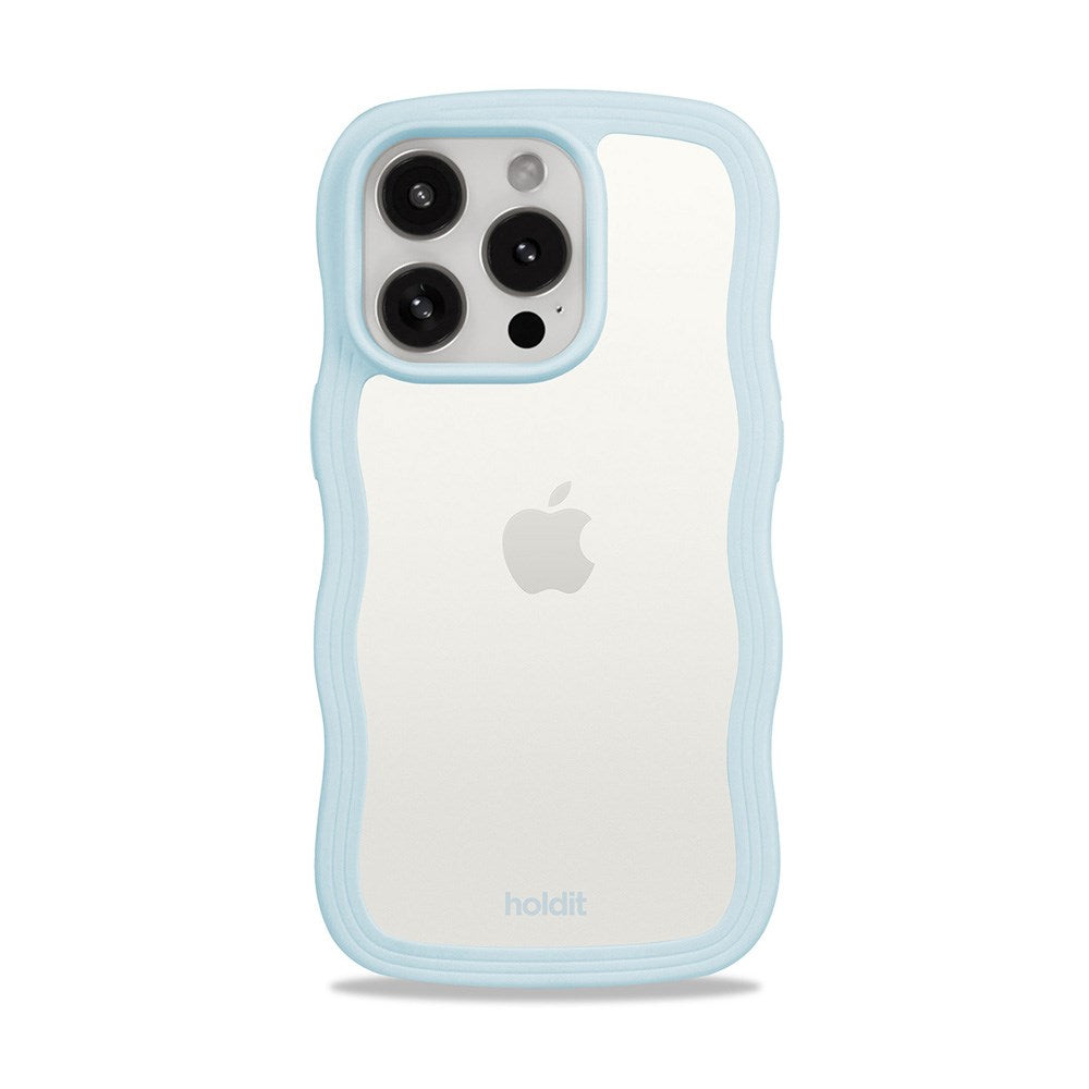 Holdit iPhone 15 Pro Max Wavy Skal - Mineral Blue / Transparent