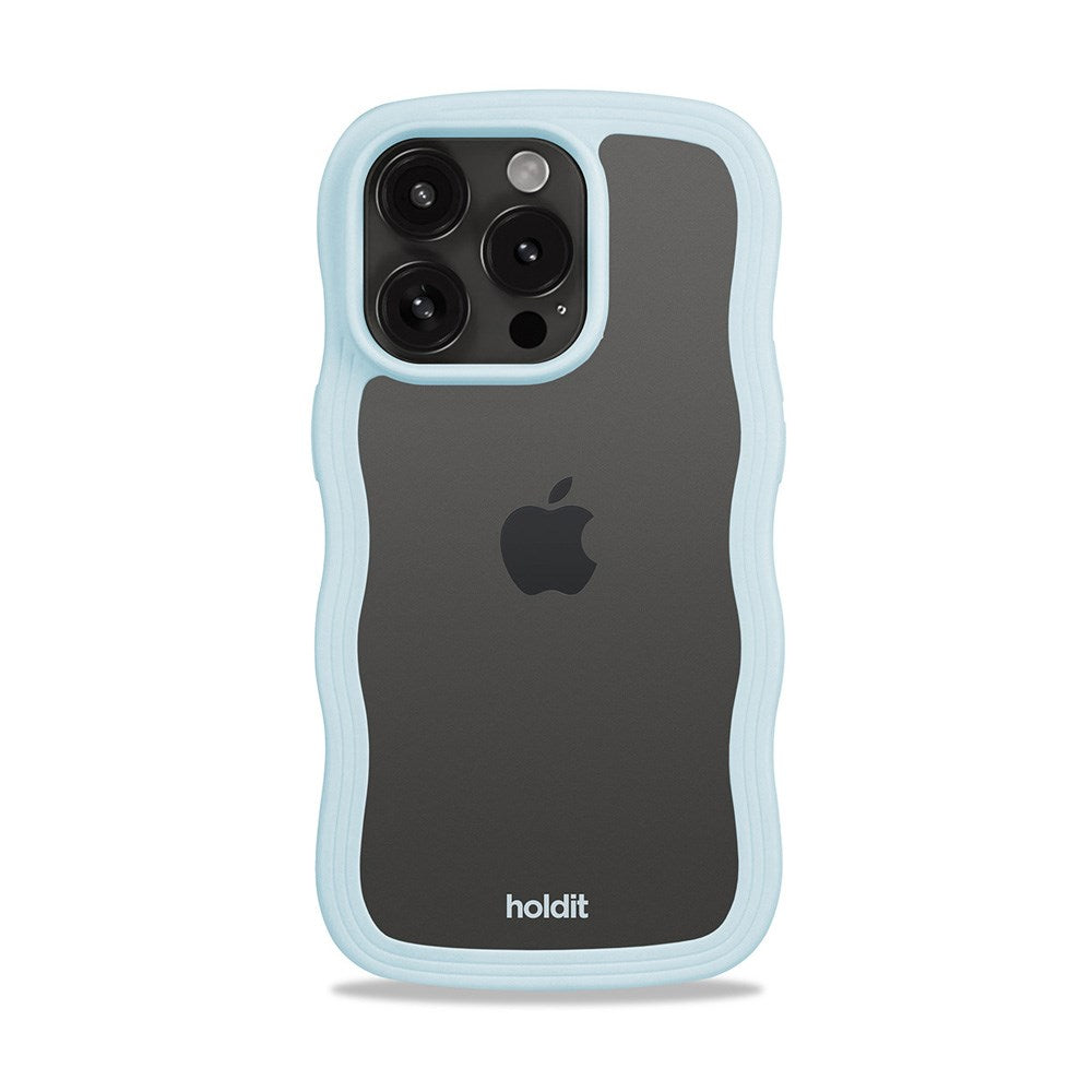 Holdit iPhone 15 Pro Max Wavy Skal - Mineral Blue / Transparent