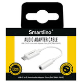 Smartline USB-C till 3,5 mm Jackstik Audio Adapter 13 cm - Vit