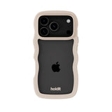 Holdit iPhone 17 Pro Wavy Skal - Light Beige / Transparent