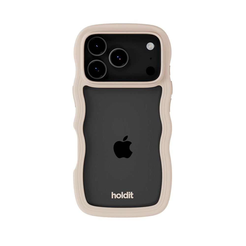 Holdit iPhone 17 Pro Max Wavy Skal - Light Beige / Transparent