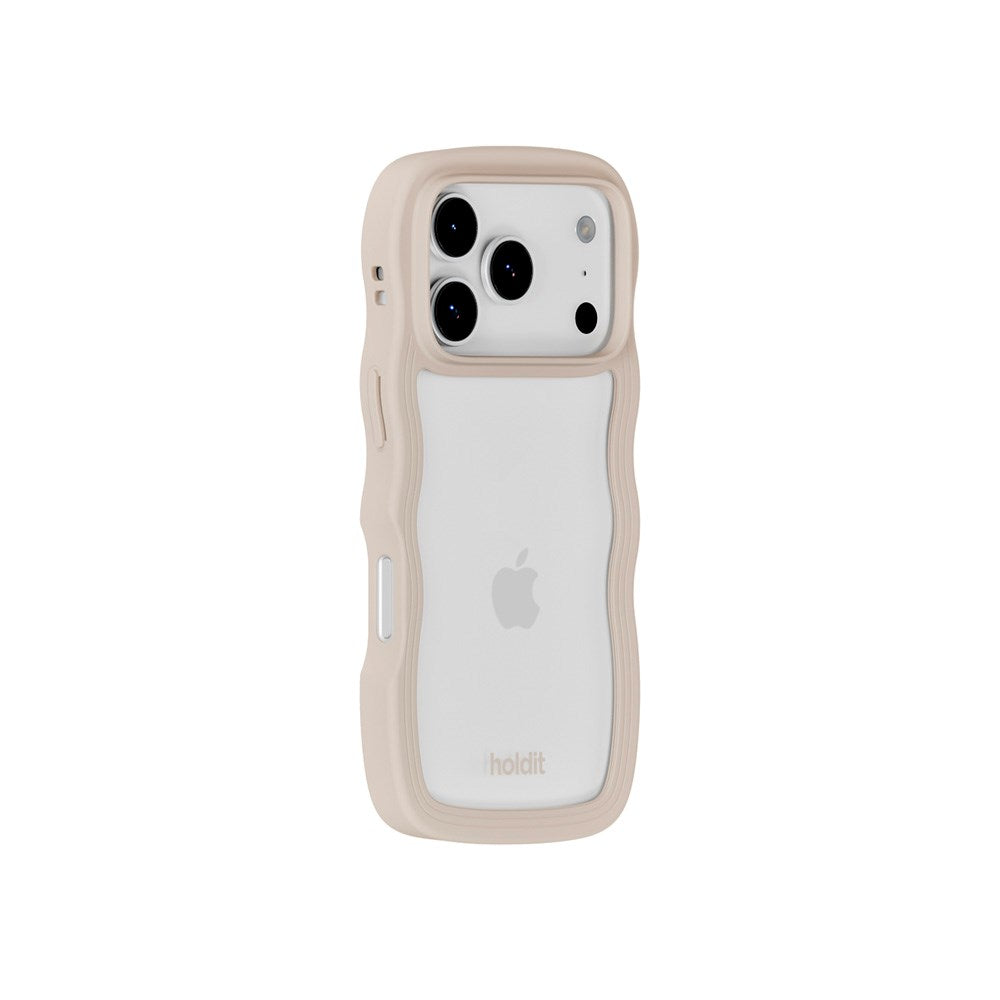 Holdit iPhone 17 Pro Max Wavy Skal - Light Beige / Transparent