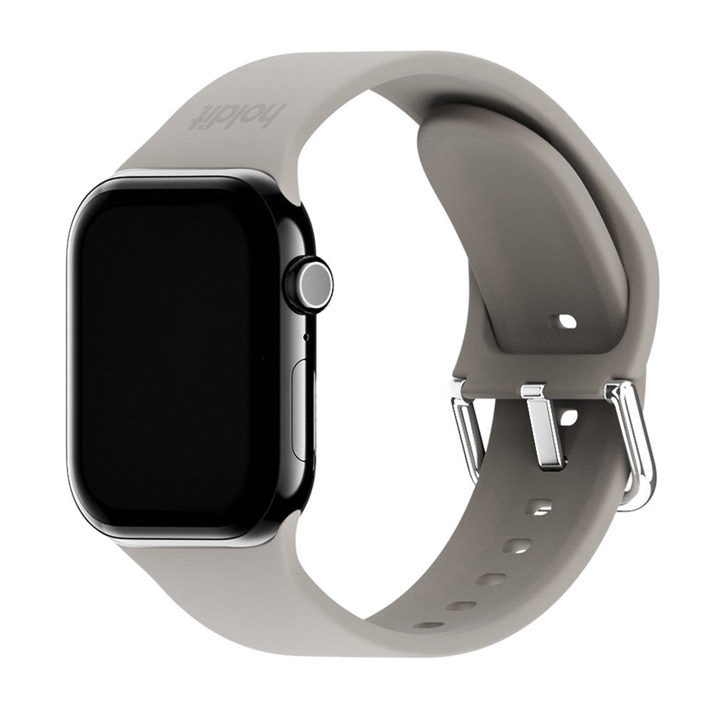 Apple Watch (38/40/SE/41/42mm) Holdit Silikon Klockarmband med Metallspänne - Taupe