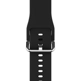 Apple Watch (42/44/SE/45/46/49mm) Holdit Silikon Klockarmband med Metallspänne - Black