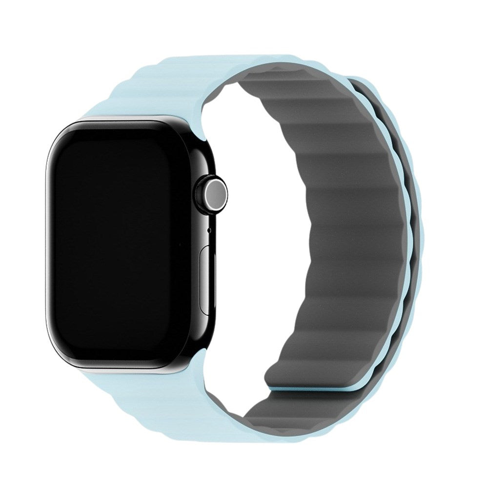 Apple Watch (42/44/SE/45/46/49mm) Holdit Silicone Magnet Klockarmband - Grå / Blå