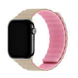 Apple Watch (42/44/SE/45/46/49mm) Holdit Silicone Magnet Klockarmband - Rosa / Beige