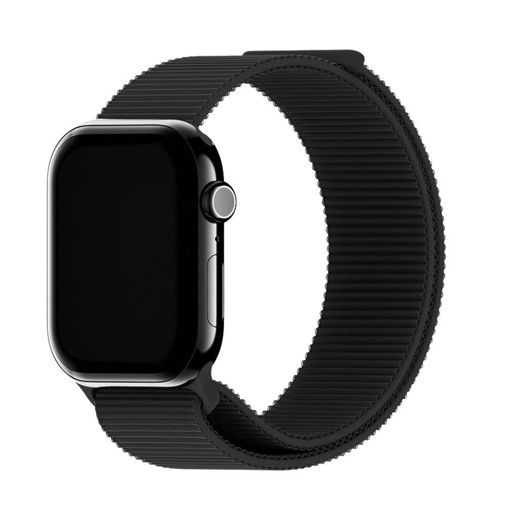 Apple Watch (42/44/SE/45/46/49mm) Holdit Nylon Klockarmband med Kardborreknäppning - Svart