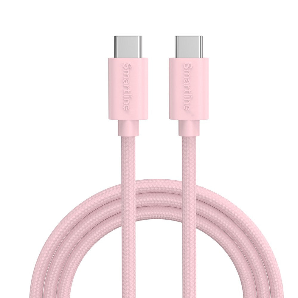 Smartline (60W) USB-C till USB-C Braidy Kabel 2m - Rosa