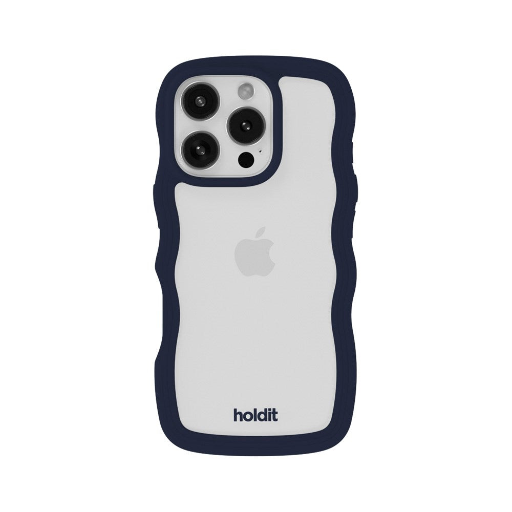Holdit iPhone 16 Pro Wavy Skal - Midnight Blue / Transparent
