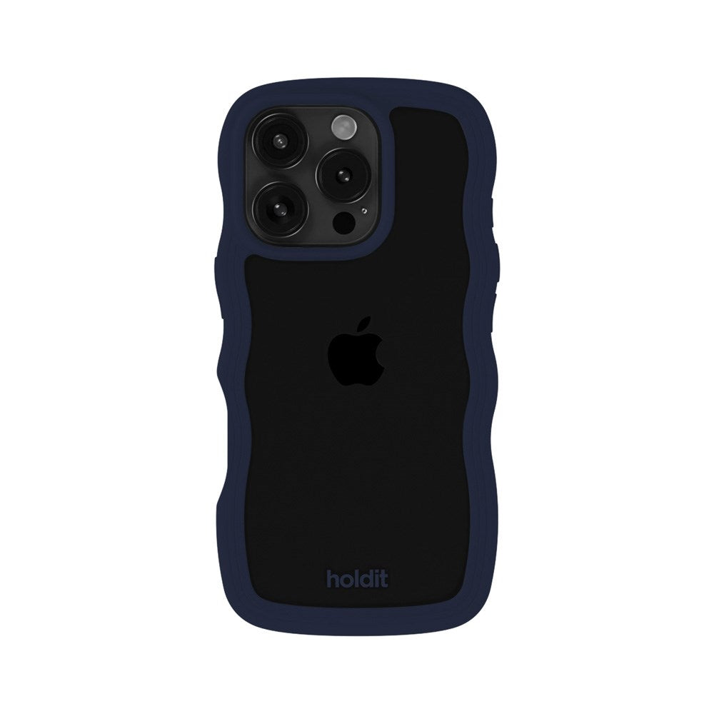 Holdit iPhone 16 Pro Wavy Skal - Midnight Blue / Transparent