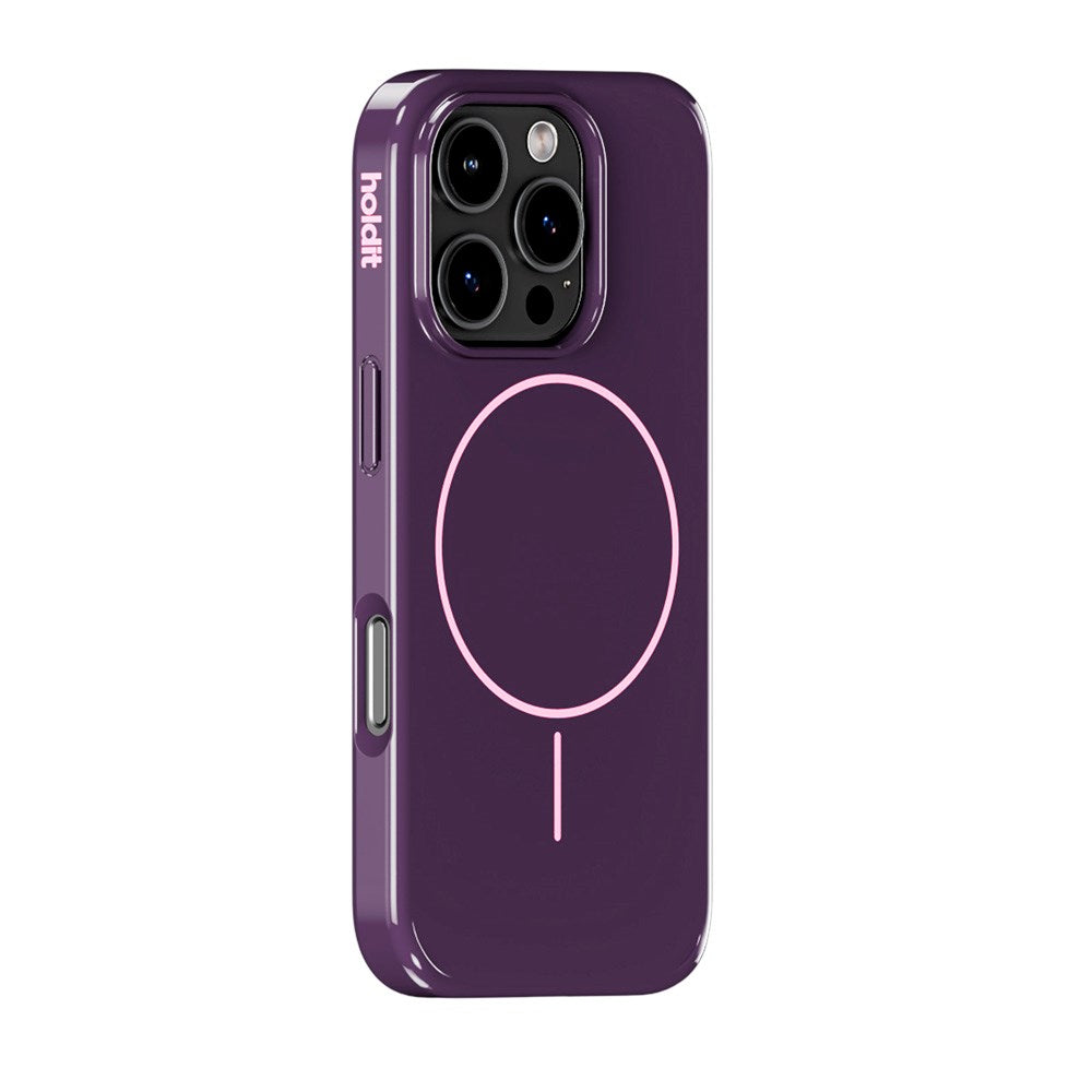 Holdit iPhone 16 Pro Mono Case - MagSafe Kompatibel - Deep Plum / Pink