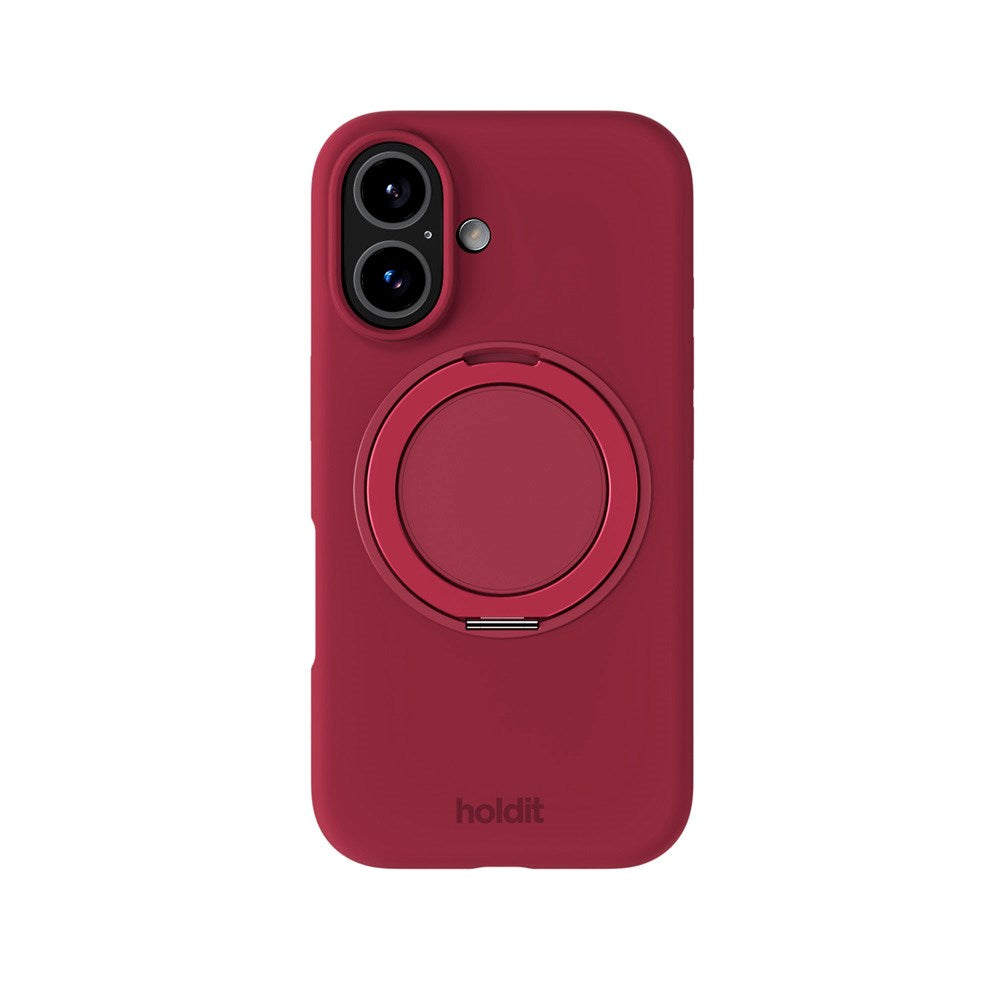 iPhone 16 Holdit Silikone Stand Skal - Red Velvet