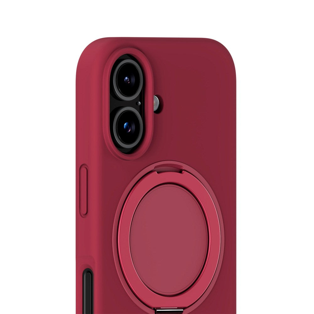 iPhone 16 Holdit Silikone Stand Skal - Red Velvet