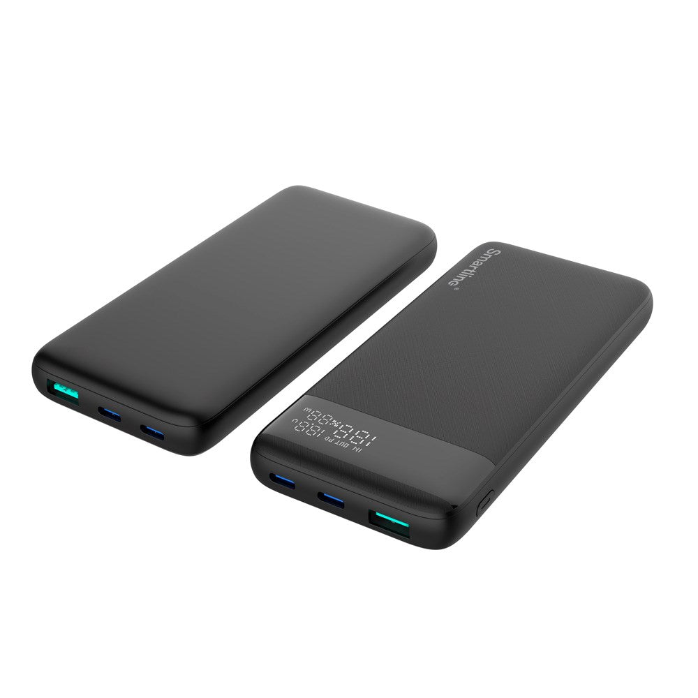 Smartline 10.000mAh Powerbank med PD / QC3.0 & LED-Display - Svart