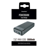 Smartline 20.000mAh Powerbank med PD / QC3.0 & LED-Display - Svart