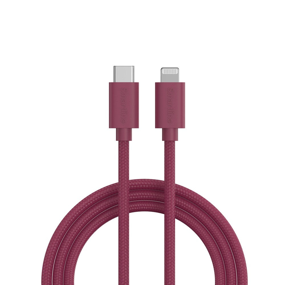 Smartline (3A/27W) USB-C till Lightning Braidy Kabel 2m - Mörkröd